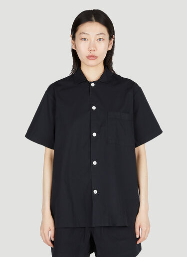 Tekla Classic Short Sleeve Pyjama Shirt Black tek0353013