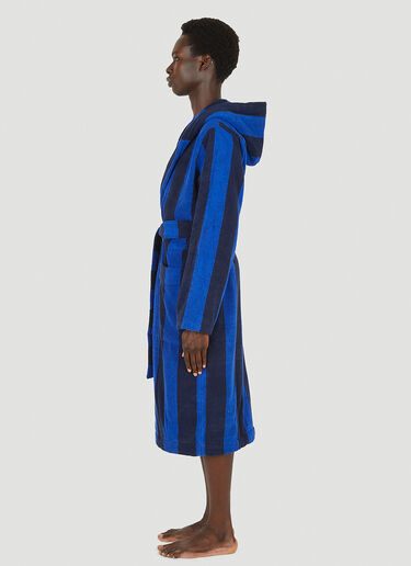 TEKLA Block Stripe Hooded Bath Robe Blue tek0349036