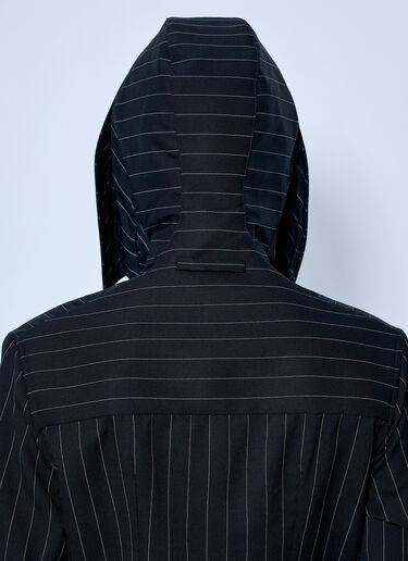 LN-CC® - Jean Paul Gaultier: Hooded Striped Shirt - Black Jean Paul Gaultier Hooded Striped Shirt Black jpg0266008