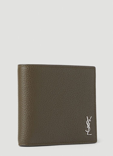 Saint Laurent 徽标铭牌双折钱包 卡其色 sla0151075