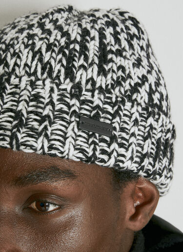 Saint Laurent Cuffed Wool Beanie Hat Black sla0154067