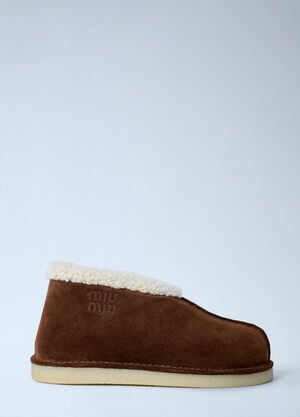 Miu Miu Suede Logo Motifs Boots Brown miu0262110
