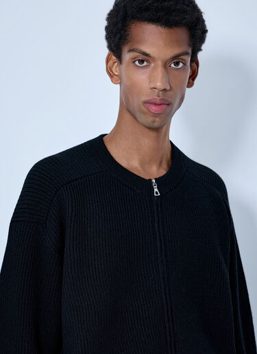 RIER Ribbed Zip-Up Cardigan Black rrr0165004