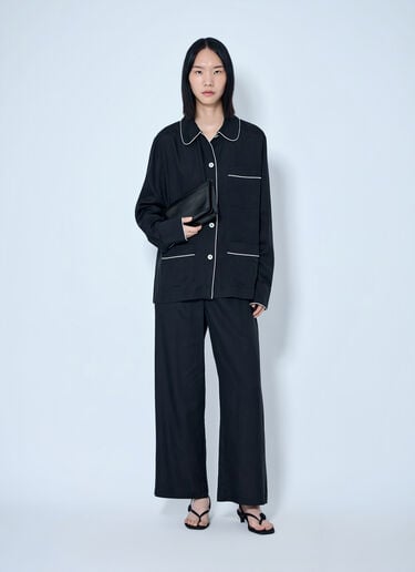 LN-CC® - Toteme: Piped Silk Trousers - Black Toteme Piped Silk Trousers Black tot0265040