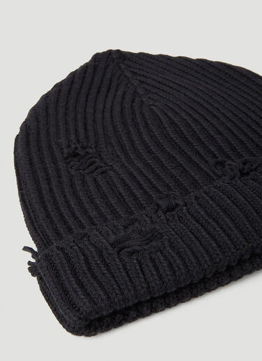 Distressed Beanie Hat MM6 Maison Margiela Distressed Beanie Hat Black mmm0353001