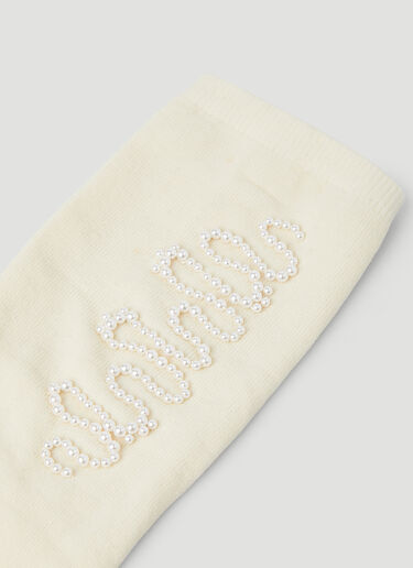 Simone Rocha ビーズ くねくね ソックス クリーム sra0250023