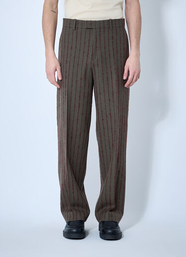 Burberry Striped Wool Tailored Pants Dark Brown bur0159016
