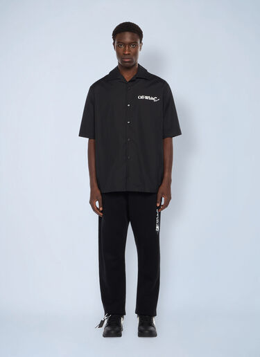 LN-CC® - Off-White: Scribble Arrow Poplin Bowling Shirt - Black Off-White Scribble Arrow Poplin Bowling Shirt Black ofw0162037