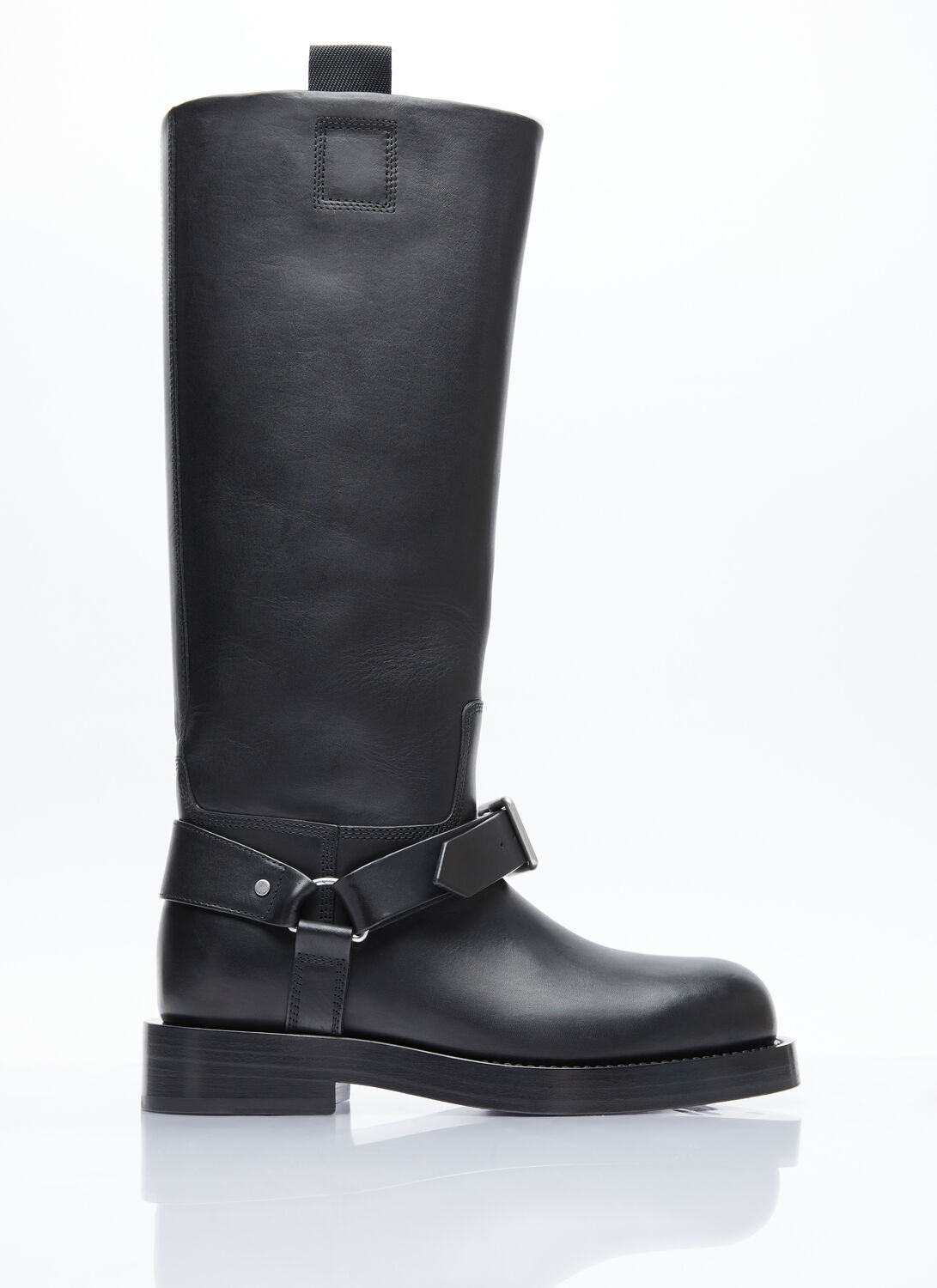 Shop Burberry Leather Saddle Tall Boots In Black