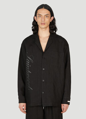 Saintwoods Logo Print Pyjama Shirt Black swo0151006