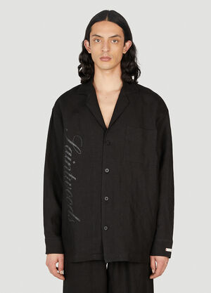 Saintwoods Logo Print Pyjama Shirt Black swo0151009