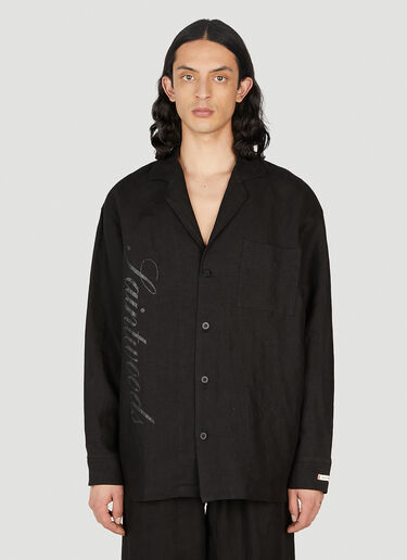 Saintwoods Logo Print Pyjama Shirt Black swo0151009