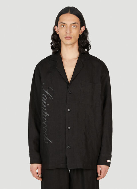 Saintwoods Logo Print Pyjama Shirt Black swo0151006