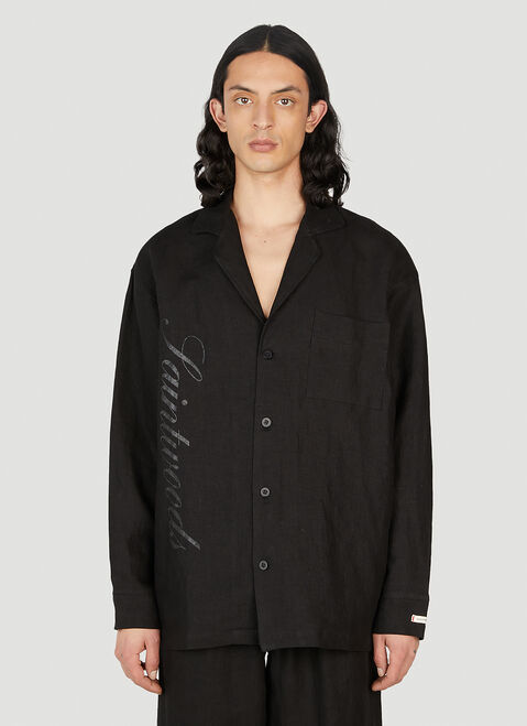 Saintwoods ロゴプリントパジャマシャツ ブラック swo0151006