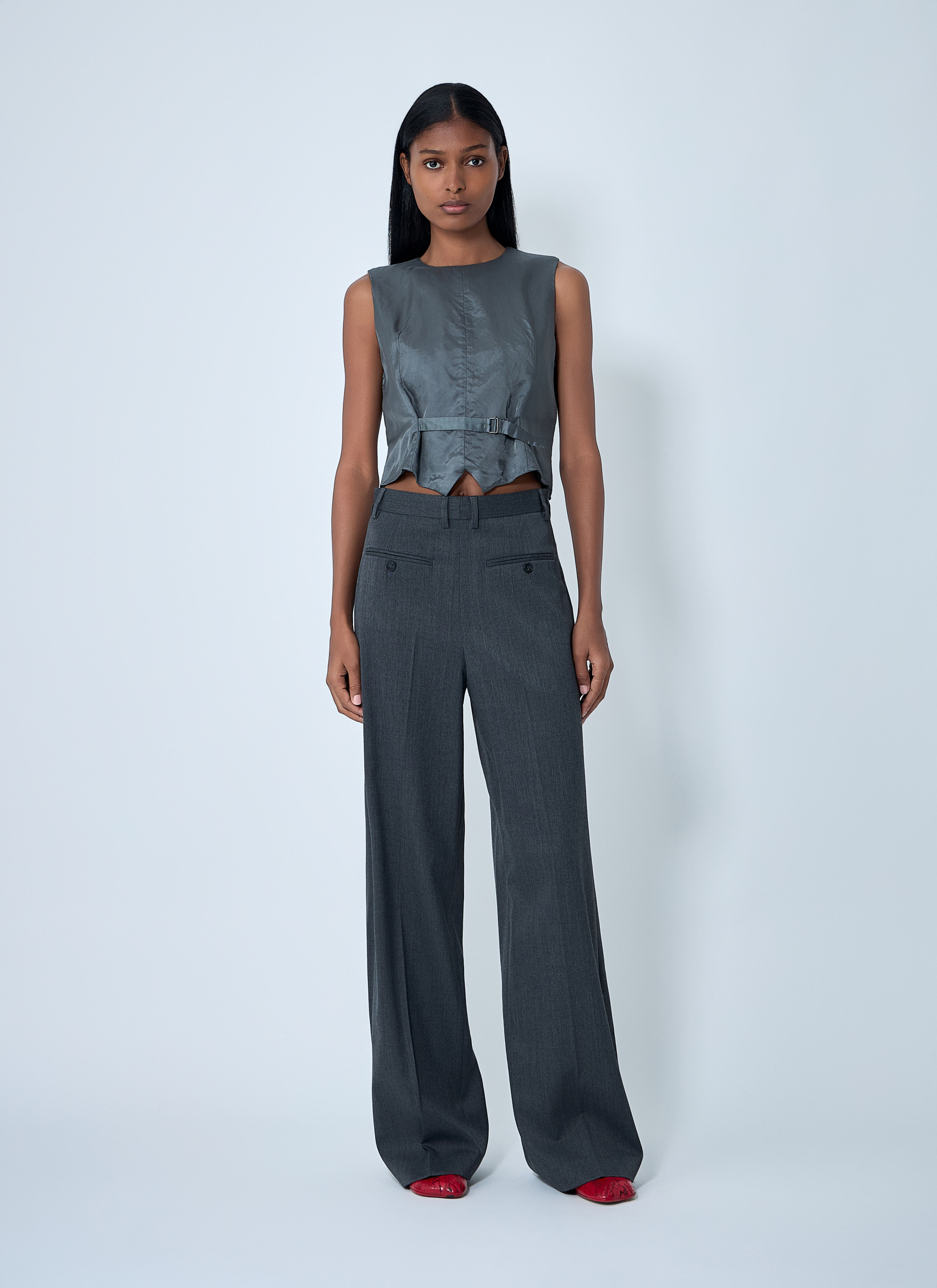 MM6 Maison Margiela Women's' Tailored Back-To-Front Pants in Dark