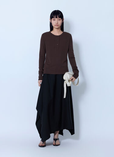 LN-CC® - Studio Nicholson: Roane Long Sleeve Henley - Brown Studio Nicholson Roane Long Sleeve Henley Brown stn0265009