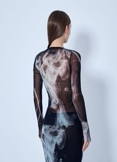 LN-CC® - Jean Paul Gaultier: Mesh Printed Smoking Women Long Sleeves Top - Black Jean Paul Gaultier Mesh Printed Smoking Women Long Sleeves Top Black jpg0266015