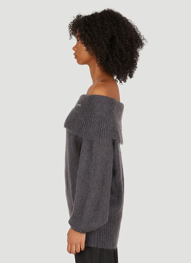 GANNI Off Shoulder Sweater Grey gan0249042