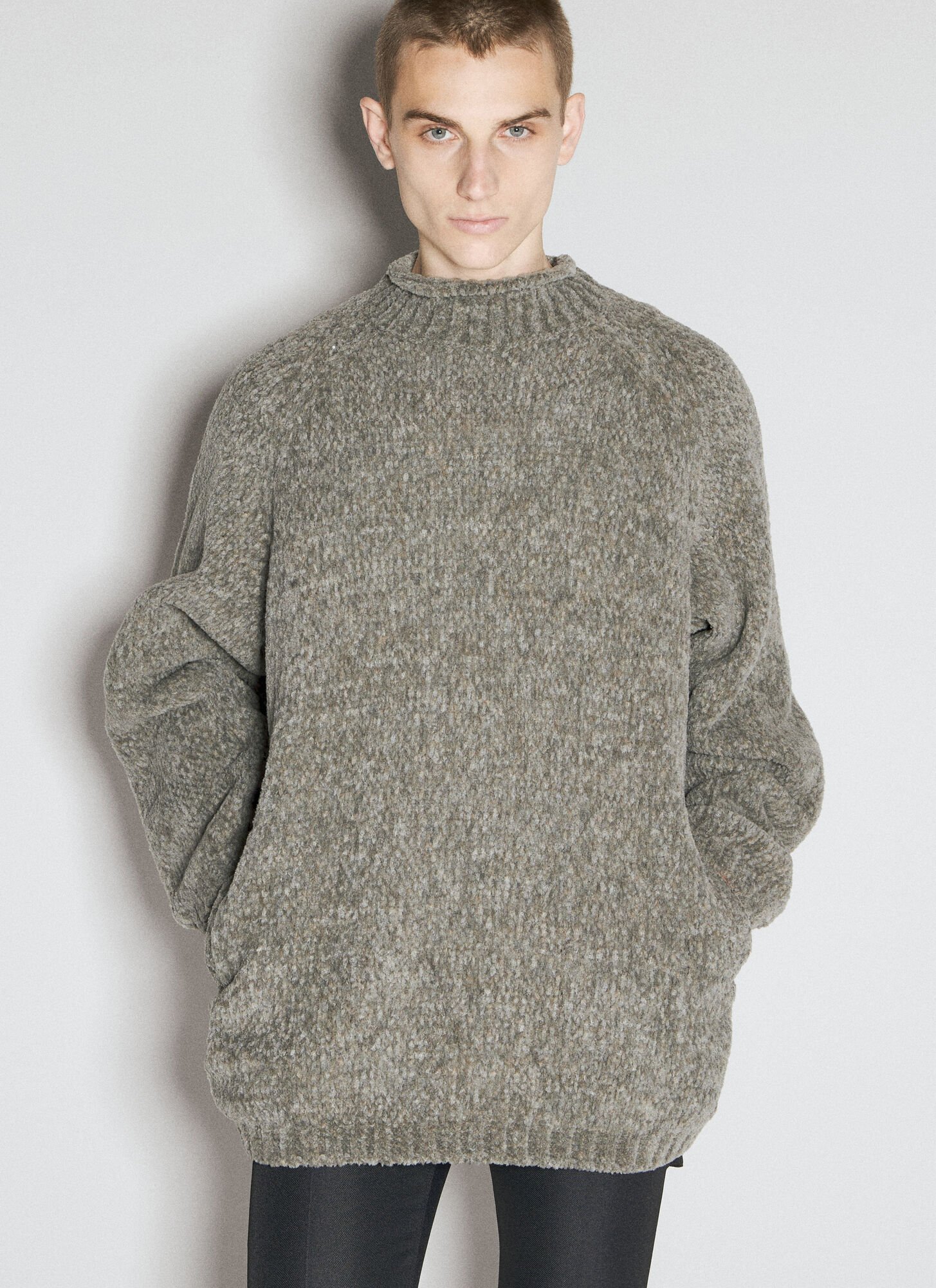 Undercover Mock-neck Wool Sweater In Grey
