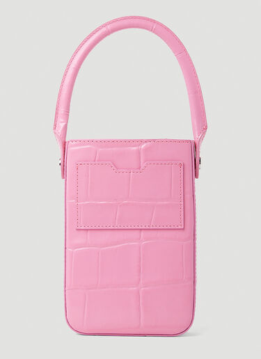 BY FAR Note Lipstick Croc Embossed Handbag Pink byf0252015