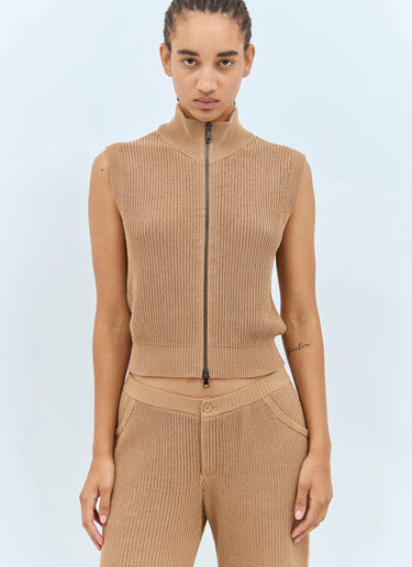 Aries Knit Zip-Up Vest Aya Muse Aries Knit Zip-Up Vest Brown aym0257006
