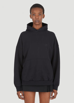 Balenciaga Logo Embroidery Hooded Sweatshirt Black bal0246065
