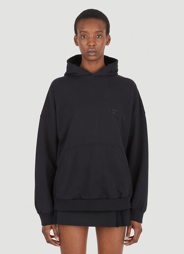 Balenciaga Logo Embroidery Hooded Sweatshirt Black bal0246065
