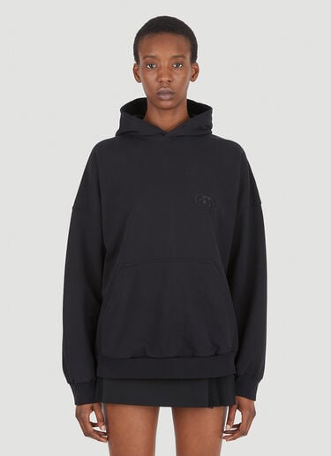 Logo Embroidery Hooded Sweatshirt Balenciaga Logo Embroidery Hooded Sweatshirt Black bal0246065