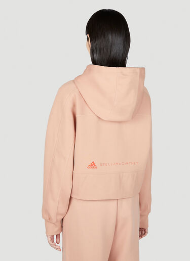 adidas by Stella McCartney Logo Print Cropped Hooded Sweatshirt Pink asm0251011