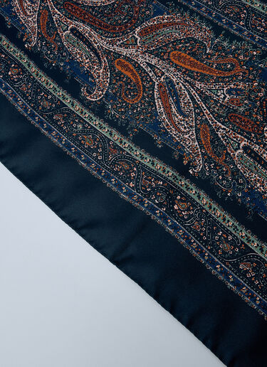 Saint Laurent Paisley Silk Square Scarf Blue sla0259046