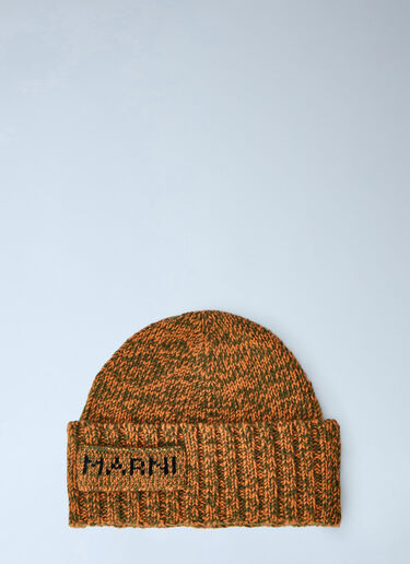 LN-CC® - Marni: Knitted Logo Beanie - Orange Marni Knitted Logo Beanie Orange mni0166002