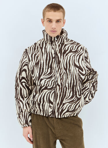 ERL Zebra Quilted Puffer Jacket Brown erl0158006