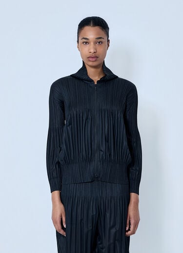 Pleats Please Issey Miyake Pleated Zip-Up Jacket Black plp0264001