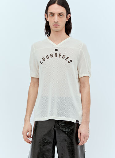 Courrèges Baseball Printed Mesh T-Shirt Cream cou0156008