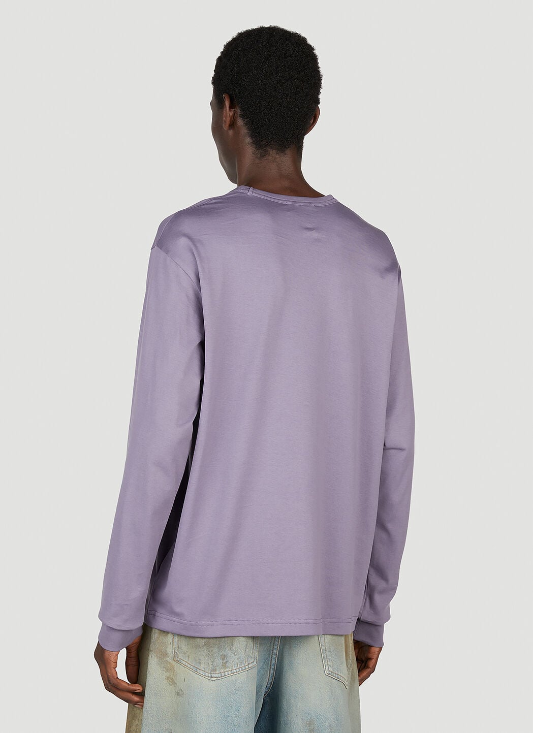 Acne Studios Men's' Face Patch Long Sleeve T-Shirt in Purple | LN-CC®