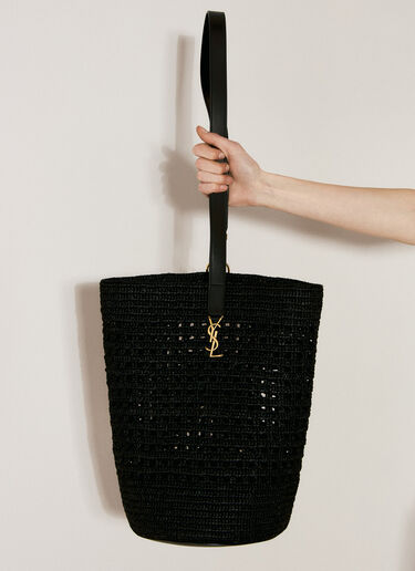 Saint Laurent Raffia Bucket Bag Black sla0255116