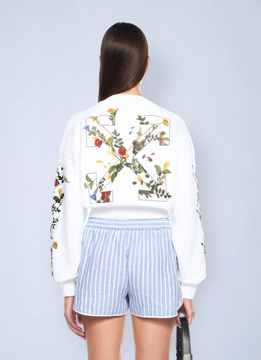 Off-White Arrow Flowers Crop Crew Logo Sweatshirt White ofw0262047