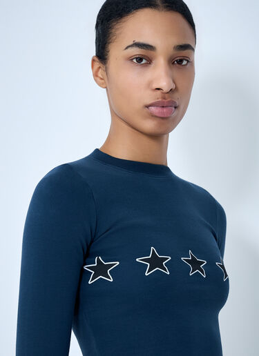 Balenciaga Star Embroidered Ribbed Top Navy bal0263003