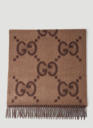 Gucci GG Jacquard Scarf Brown guc0351003