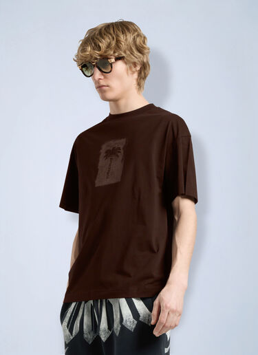 LN-CC® - Palm Angels: Brushed Palm Tree Regular Tee - Brown Palm Angels Brushed Palm Tree Regular Tee Brown pma0166112