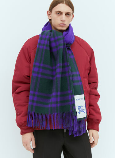 Burberry チェックカシミアリバーシブルスカーフ パープル bur0154029