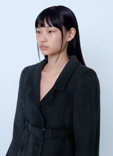 LN-CC® - Miu Miu: Single-Breasted Double Wool Coat - Dark Grey Miu Miu Single-Breasted Double Wool Coat Dark Grey miu0266124