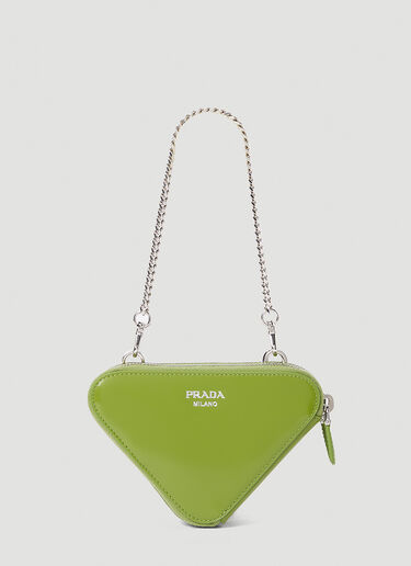 Prada Mini Triangle Chain Wallet Green pra0252066