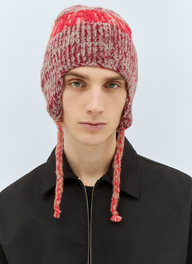 Brain Dead 알파카 니트 이어 플랩 비니 햇 레드 bra0158006