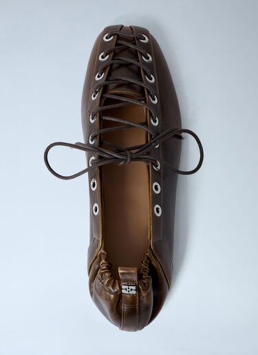 Lace-Up Ballerina Flats GANNI Lace-Up Ballerina Flats Olive gan0262015
