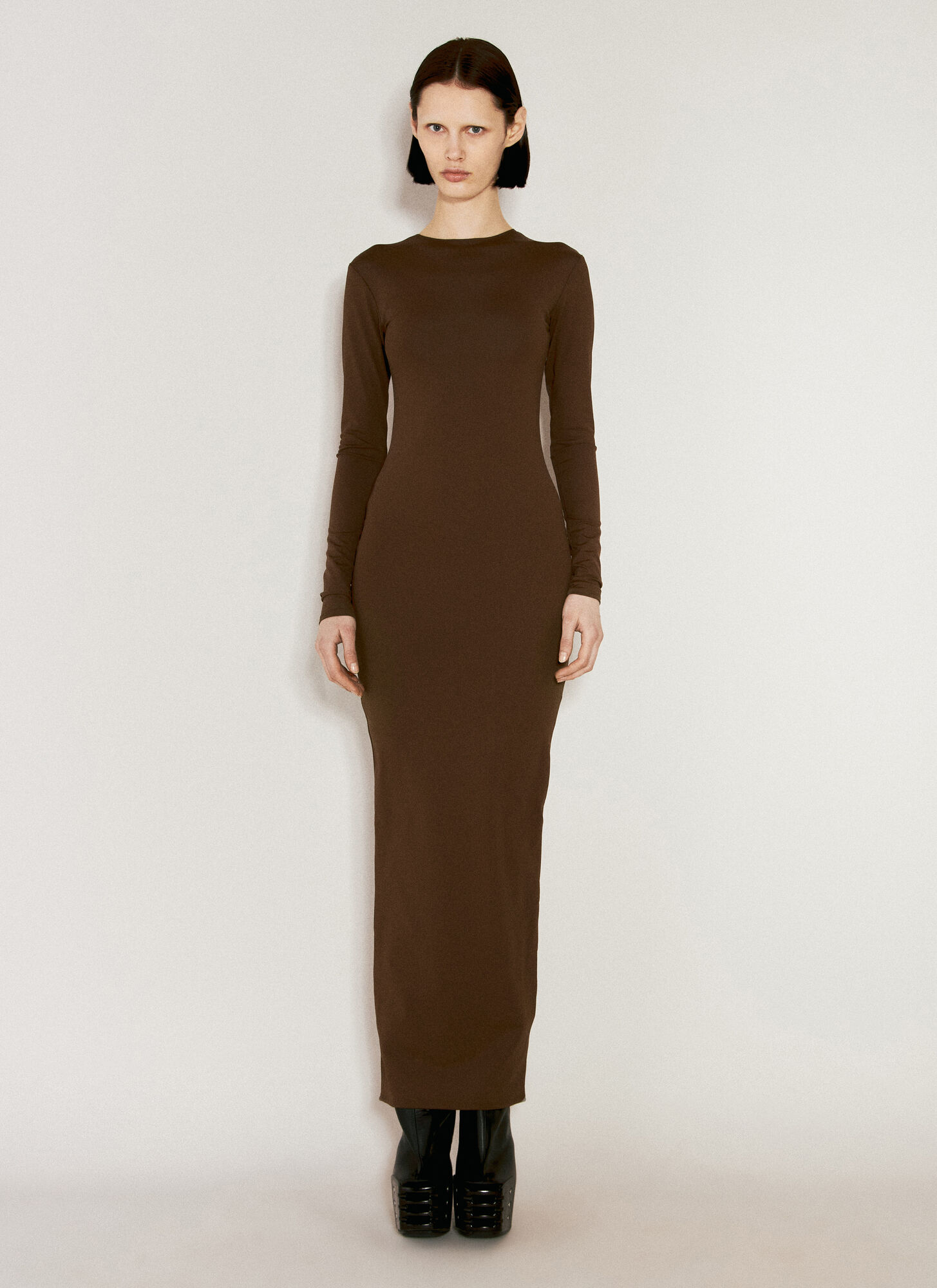 Shop Entire Studios Long Sleeve Maxi Dress In Brown