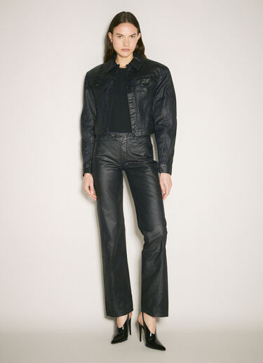 Mugler Waxed Denim Jacket Black mug0258018