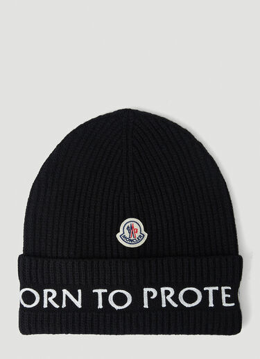 Moncler Born To Protect 英式罗纹无檐便帽 黑色 mon0147049