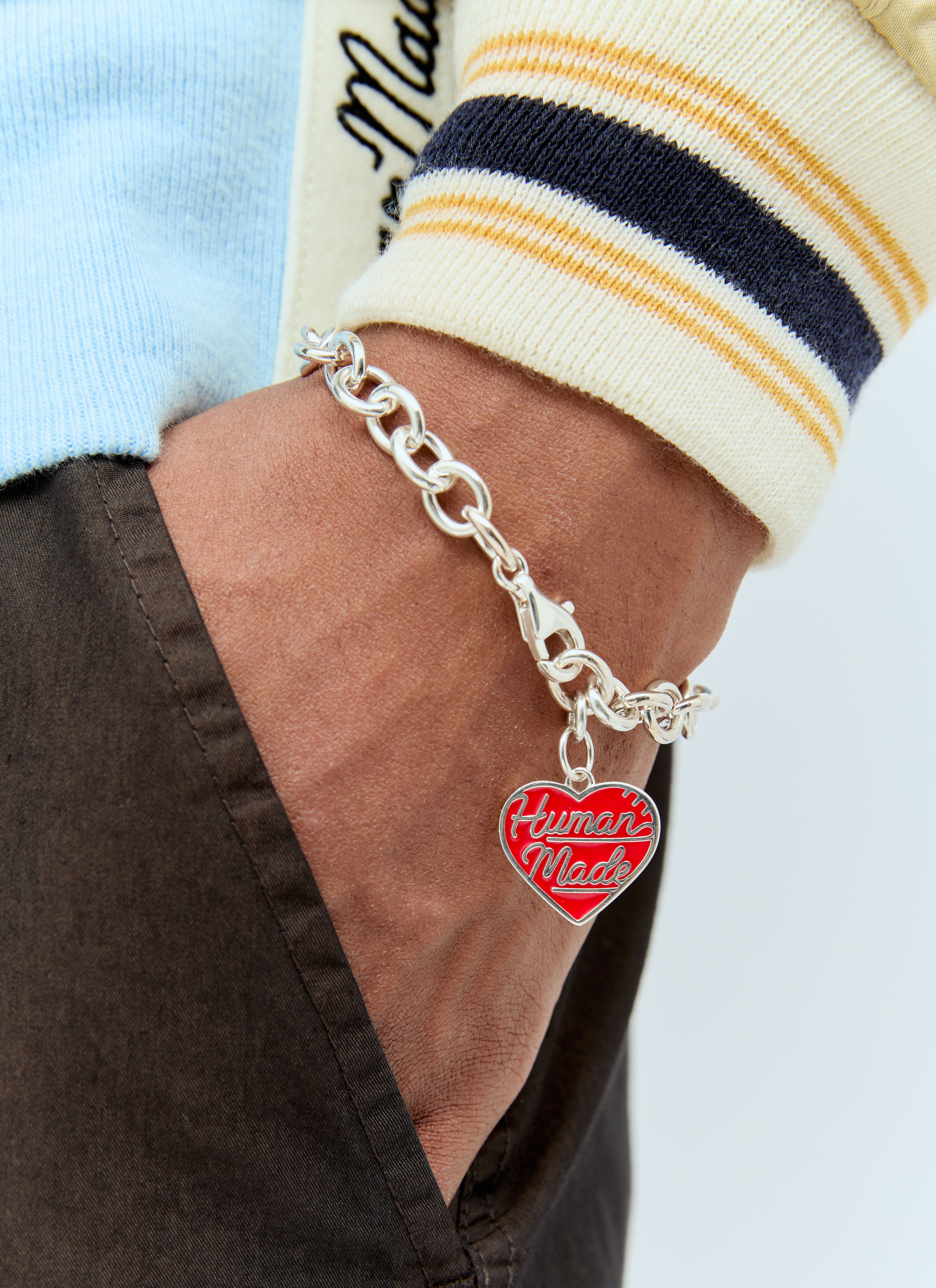 Bottega Veneta Heart Pendant Bracelet Silver bov0155039