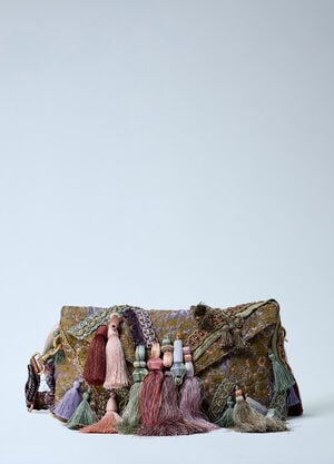 Dries Van Noten Ornate Tassel Clutch Bag Khaki dvn0262036